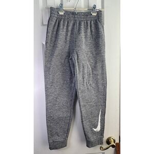 Nike Therma-FIT Boys Joggers Charcoal Heather Grey Swoosh Sweatpants Size YL